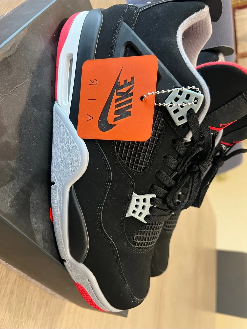 Jordan Black and Red High-Top Sneakers with Gray Accents